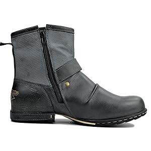 Amazon.com: OSSTONE Moto Boots for Men Fashion Zipper-up
